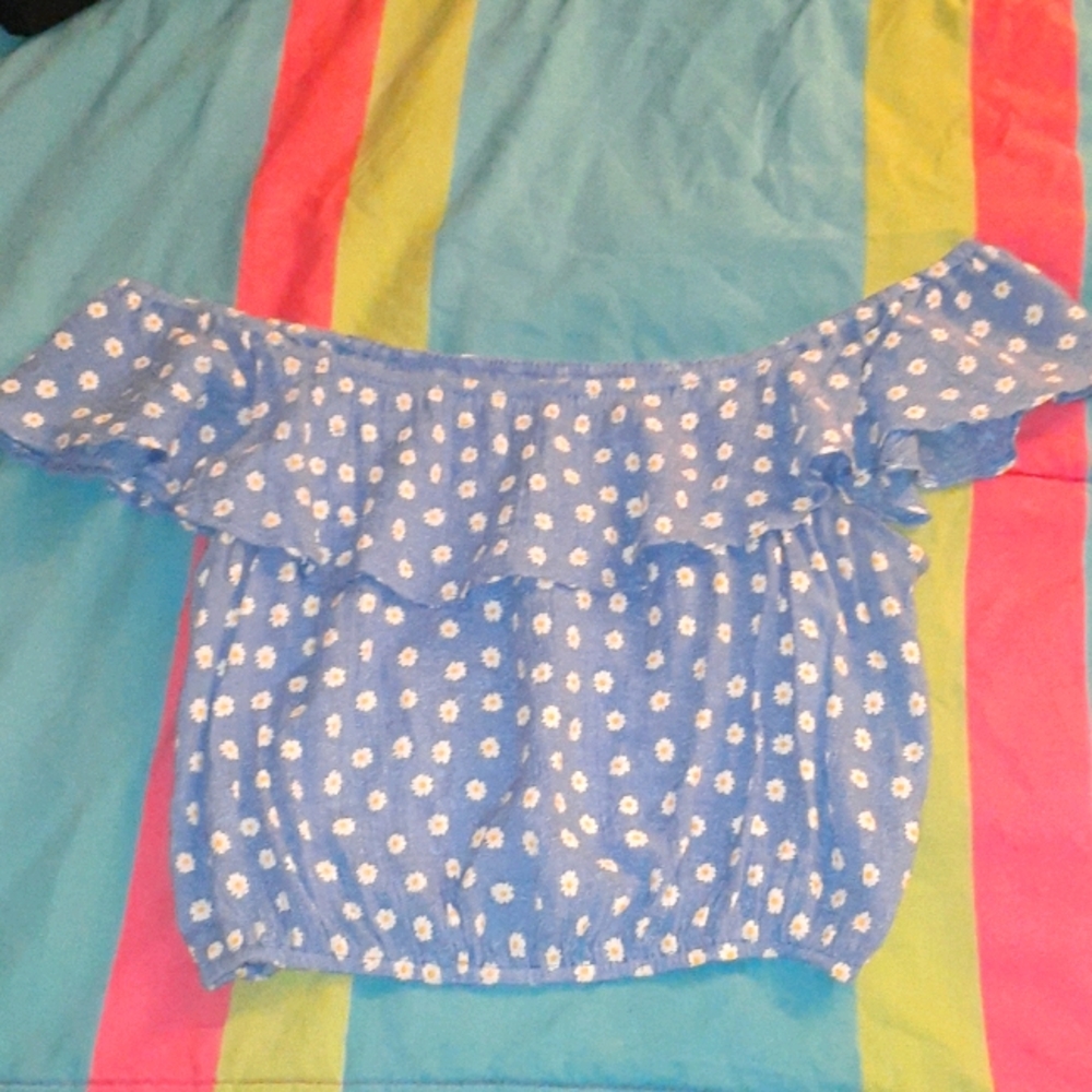 Blue Flower Crop Top